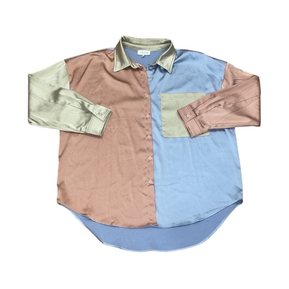 Multicolor Satin Button Down - image 1